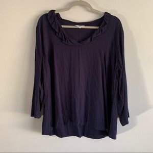 Women’s Crown & Ivy navy blue ruffle collar blouse size 1X